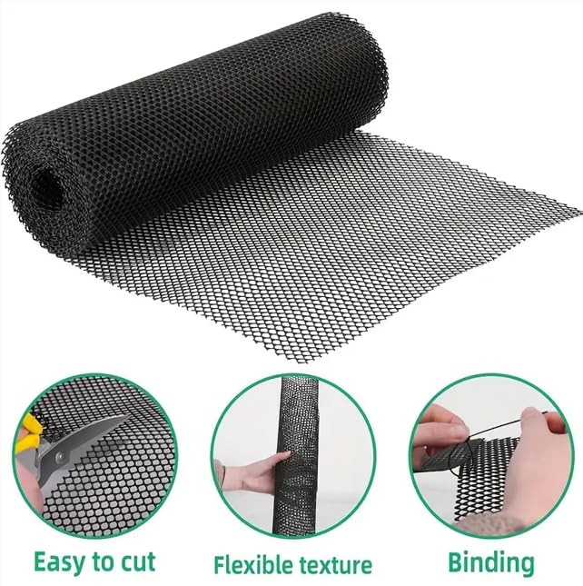 Plastic Chicken Wire Mesh - 16in x 16.4 ft Black,Comes with 30 Twist Ties, Plastic Wire Mesh Fence for Dogs, Cats & Poultry - Garden Netting & Animal Barrier, Balcony Netting for Pets - WEYHDDTL - size: 16Inchx16.4Ft(0.3"Opening)