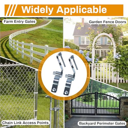 2-Pack T-Post Gate Hinge Kit for Chain Link Fence, Galvanized Steel 1-5/8" Female Hinge Pins with Hardware, 200+° Swing Easy Installation for Farm Garden Backyard Gate