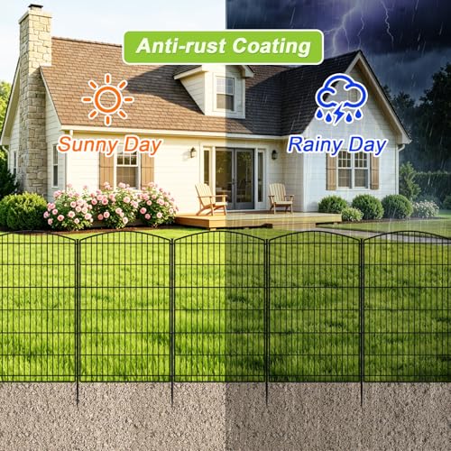INJOPEXI Decorative Garden Fence 6 Panels 13ft (L)×42in (H) Animal Barrier Fences with 6 Panels Rustproof Metal Wire No Dig Rabbit Fencing Dog Fence for Outdoor Backyard Patio - Without Fence Gate - size: 6 Panels 13ft(L)-42"(H) - Without Gate