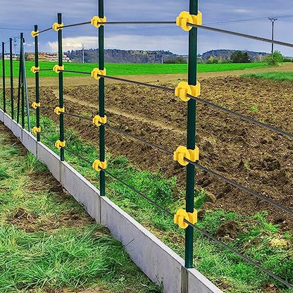 Geiserailie 150 Pcs T Post Insulators Shorter Wire Standard Snug Fitting T Post Clips Holding Insulators for Agricultural and Ranchers, Yellow