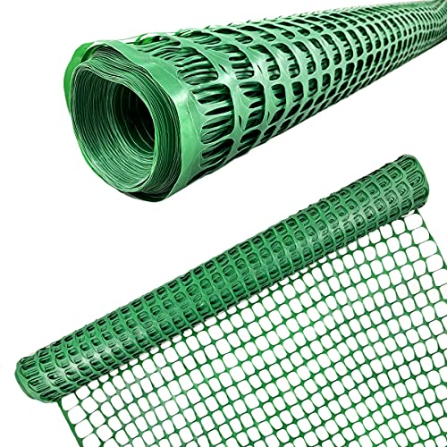 Ashman Plastic Mesh Fence, Construction Barrier Netting, Green, 4'x100' Feet, 1 Roll, Garden Fencing, Fences Wrap, Above Ground, for Snow, Poultry, Chicken, Deer, Patio, Garden Netting, Green 100FT - color: Green, size: 100 FT