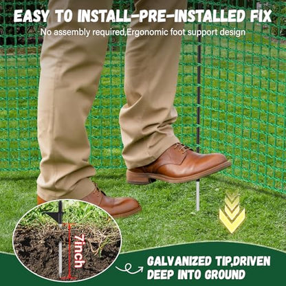4x50FT Temporary Fence with Posts,Plastic Garden Safety Fence with 9 Fiberglass Stake,Windbreak Rope,Ground Peg,Temporary Fence for Backyard Outdoor Animal Protect,Temporary Dog Fence Outdoor - size: 4x50FT