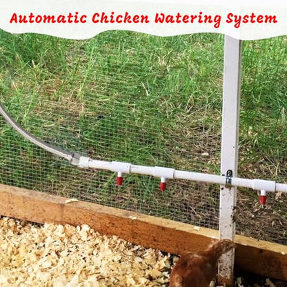 DIY Chicken Watering System - 1/2" PVC Tee Fittings and Chicken Waterer Nipples with PVC Pipe, Stainless Steel Hose, Automatic Chicken Waterer Feeder Kit for Chicken, Duck, Quail