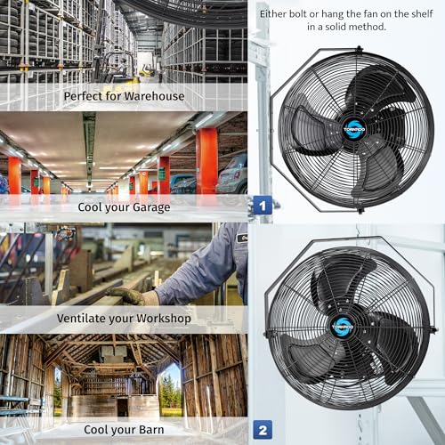 Tornado 20-Inch High Velocity Outdoor Wall Fan, IPX4 Water-Resistant, 3-Speed 4750 CFM, UL Safety Certified for Industrial, Commercial, Residential & Greenhouse Use - size: 20 Inch New