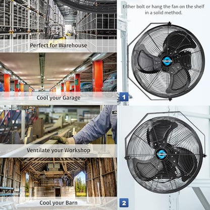 Tornado 20-Inch High Velocity Outdoor Wall Fan, IPX4 Water-Resistant, 3-Speed 4750 CFM, UL Safety Certified for Industrial, Commercial, Residential & Greenhouse Use - size: 20 Inch New