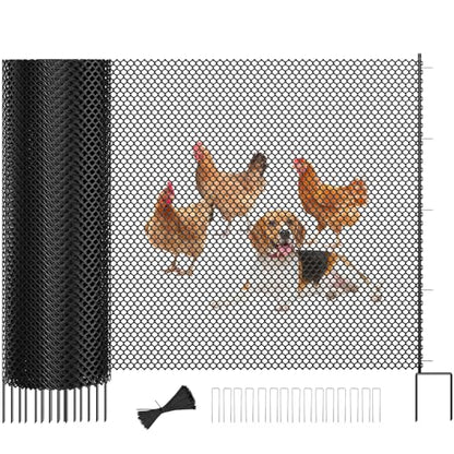 SUNYRISY Garden Mesh Fence Temporary Fencing Outdoor Dog Fence with Steel Stakes, 40in x 98.4ft Chicken Fencing Plastic Netting Animal Barrier for Backyard Poultry Pet, Black Diamond - color: Black Diamond