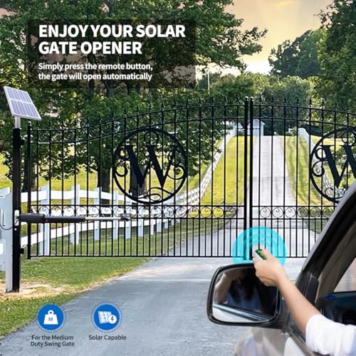 TOPENS AD5S Automatic Gate Opener Kit Medium Duty Solar Dual Gate Operator for Dual Swing Gates Up to 16 Feet or Max 550 Pounds Gate Motor Solar Panel - size: Solar Dual Swing Gate Opener Medium Duty