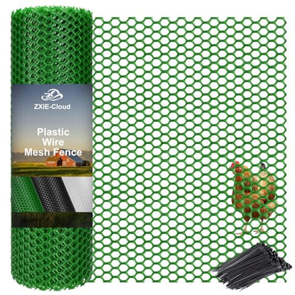 Plastic Chicken Wire Mesh Fence,Plastic Chicken Wire Roll 16in x 10ft,Garden Netting Fencing Barrier for Poultry, Animals, Pets and Balcony(Green) - color: Green, size: 16INx10FT
