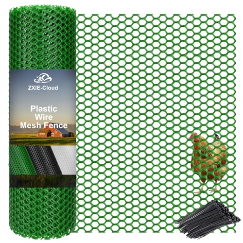Plastic Chicken Wire Mesh Fence,Plastic Chicken Wire Roll 16in x 10ft,Garden Netting Fencing Barrier for Poultry, Animals, Pets and Balcony(Green) - color: Green, size: 16INx10FT