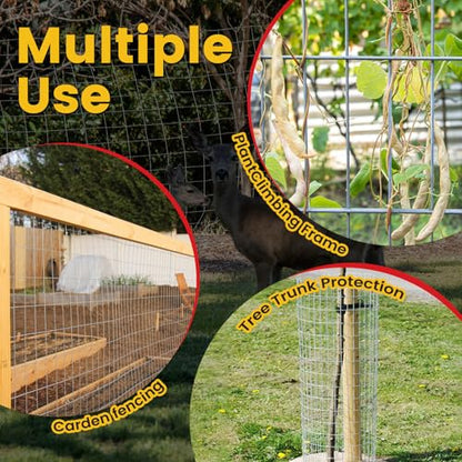 Welded Wire Fence, 4Ft x 50Ft 15Ga Chicken Wire Fencing, Garden Border Fencing Roll Metal Wire Mesh for Yard Vegetable Plant Protection Poultry Netting