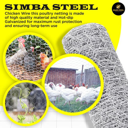 Chicken Wire 18 in x 25 FT x 2” Mesh x 20GA | Poultry Wire Netting | Hot Dipped Galvanised | Hexagonal Galvanized Mesh for Chicken Coop, Rabbit Cage, Fence Barrier PM18x25x2 - style: 18 in x 25 FT x 2 in