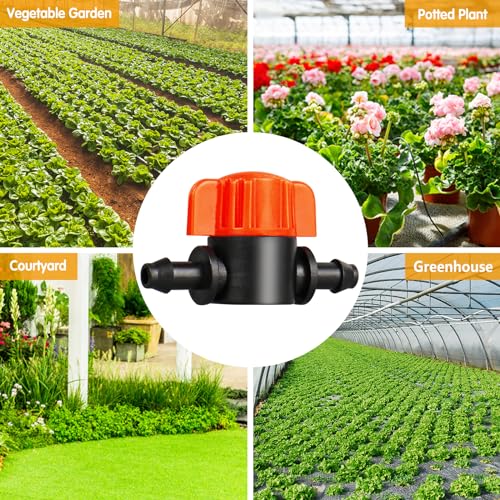 1/4 Inch Drip Irrigation Valves, 35 Pcs Drip Irrigation Shut Off Switch Valves for 1/4" Drip Irrigation Tubing, Water Flow Control Valve Drip Line Cut Off Valve for Drip Sprinkler Garden System - size: 4/7mm Valves-35P