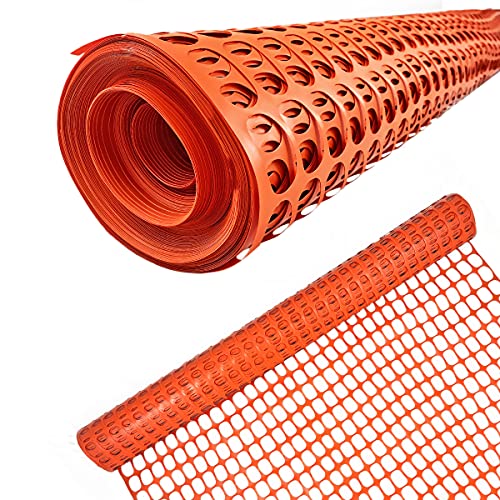 Ashman Plastic Mesh Fence, Construction Barrier Netting, Orange, 4'x200' Feet, 1 Roll, Garden Fencing, Fences Wrap, Above Ground, for Snow, Poultry, Chicken, Deer, Patio, Garden Netting, Orange 200FT - color: Orange, size: 200 FT