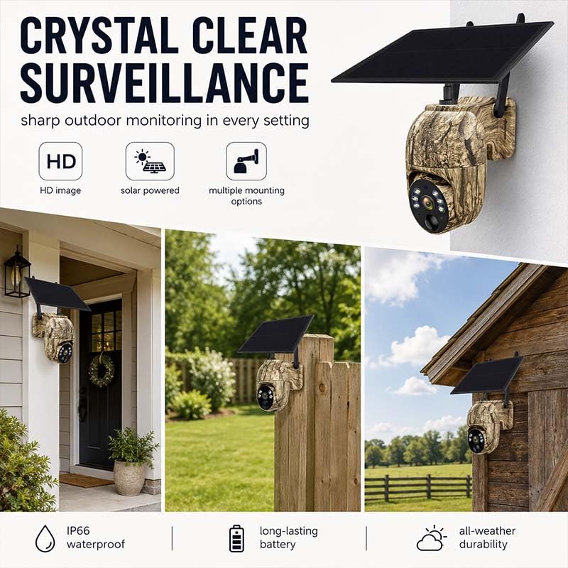 4G LTE Cellular Trail Camera with Built-in SIM Card, Solar Powered Game Camera, 4MP Ultra HD 360° Live Streaming, Motion Activated Trail Cam with IR & White LED Night Vision, IP66 Waterproof (1pc) - color: 1pc