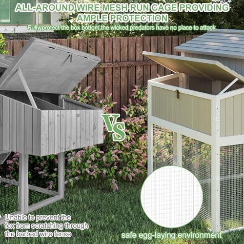Gowoodhut 115.36"L 2-Story Chicken Coop with Extra Large Run Cage,Chicken House Hen House with 2 Large Nesting Boxes,Expandable Poultry Cage for 4-6 Hens with 6 Perching Bars,Pull-out Tray,Ramps(Grey) - size: PET85+Extra Run Cage-Grey
