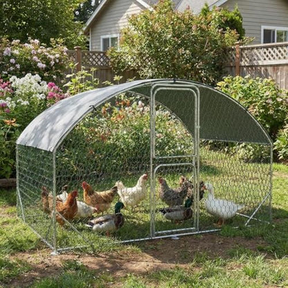 Large Metal Chicken Coop, Chicken Runs for Yard with Cover, Large Chicken Run with Double Door and Upgrade Tri-Supporting, Walk in Chicken Coop for Outdoor Farm Yard (9.8'L x 6.5'W x 6.6'H) - size: 9.8'L x 6.5'W x 6.5'H
