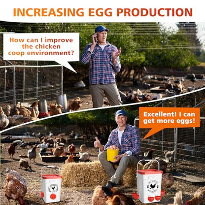 Tgeyd 5Gal/25Lb Large Chicken Feeder and Waterer Set (Rain Proof/No Waste), with S-Hooks for Easy Hanging