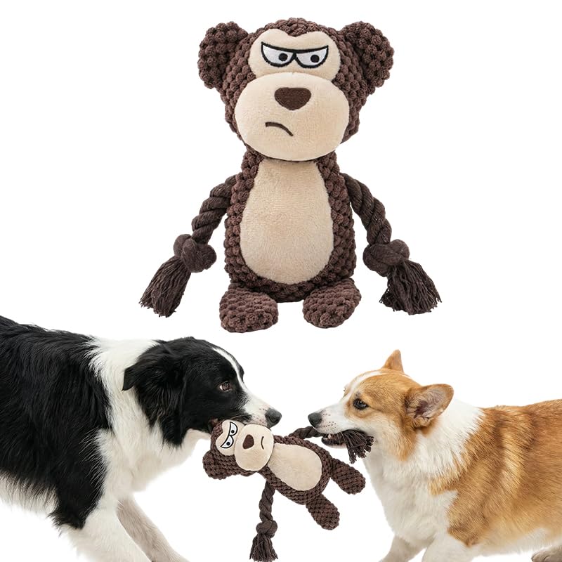 Plush Dog Chew Toys,2026 New Squeaky Dog Toy for Aggressive Chewers, Indestructible Dog Toy for Small Medium Large Dogs to Keep Them Busy Puppy Teething Toy (Monkey) - color: Monkey