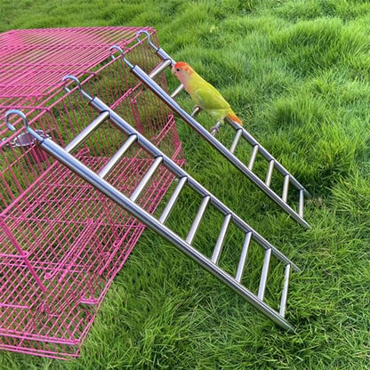 Stainless Steel Bird Ladders 9-Step Parrot Ladder Hanging Bird Cage Climbing Toys with Hooks Birds Exercise Toy for Parakeets, Parrots, Cockatoo，Rust-Resistant and Easy to Clean (1 PCS) - color: 1 PCS