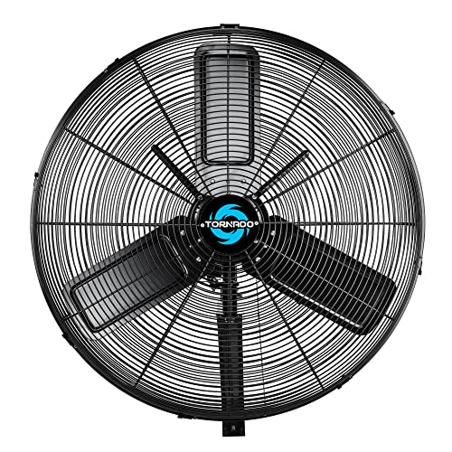 Tornado 24 Inch Outdoor Rated IPX4 Water-Resistant High Velocity Oscillating Wall Mount Fan For Industrial Use TEAO Motor 2 Speed 7350 CFM UL Listed - size: 24