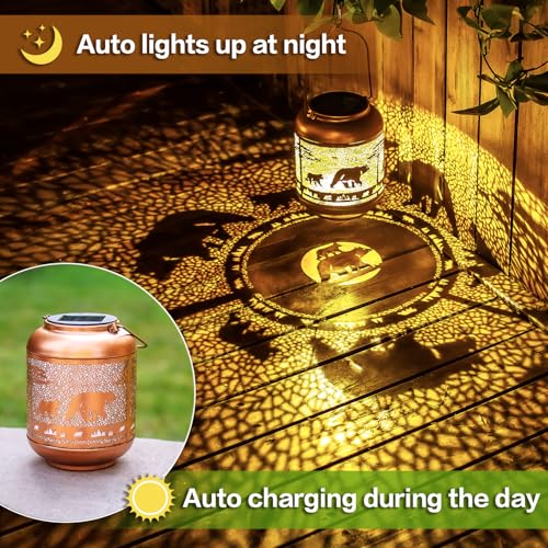 Bear Solar Lanterns Outdoor Waterproof,Hanging Solar Lights Bear Gifts for Women Men Metal LED Decorative Light for Yard,Patio,Lawn,Tabletop,Pathway,Landscape,Garden Decor - style: Bear
