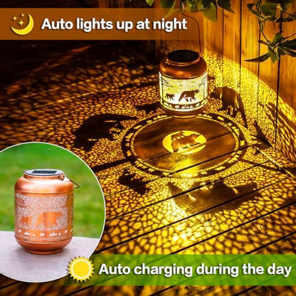 Bear Solar Lanterns Outdoor Waterproof,Hanging Solar Lights Bear Gifts for Women Men Metal LED Decorative Light for Yard,Patio,Lawn,Tabletop,Pathway,Landscape,Garden Decor - style: Bear