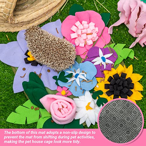 Small Animal Foraging Mat for Rabbit Hedgehog Guinea Pig Rat Chinchillas Bunny - Interactive Cute Flower Funny Feeder Toy Feeding Mat Bedding Cage Accessories