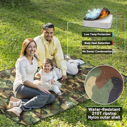 Mirzoyan Woobie Blanket, Military Poncho Liner Camo Insulated Camping Woobie Blanket for Outdoor Hiking Survival Hunting - color: Green-woodland