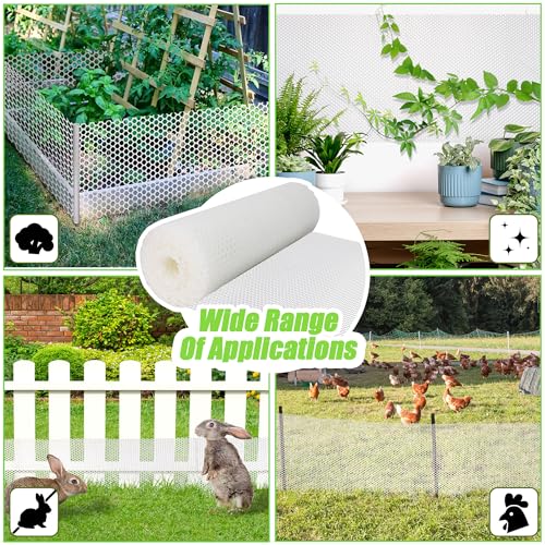 White Plastic Chicken Wire Mesh Fencing- 16in x 40ft Plastic Chicken Wire for Floral Arrangements, Poultry, Animal Barrier, Gardening - color: White-15.7IN×40FT