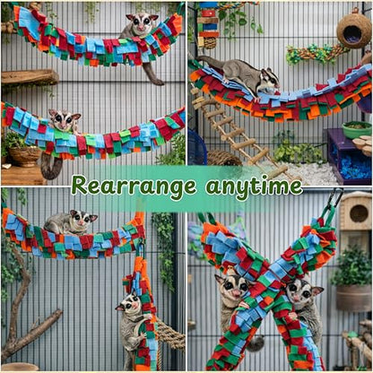 Sugar Glider Hanging Climbing Enrichment Toy, Colorful Hanging Climbing Exercise Toys and Laundry Bag, Swing Rope Enrichment, Sugar Glider Cage Accessories for Ferret Hamster Squirrel (Laundry Bag)