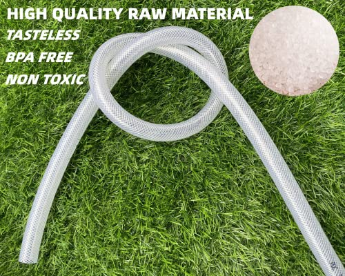 1/2" ID x 3/4" OD - 10 Ft High Pressure Braided Clear PVC Vinyl Tubing Flexible Tube, Heavy Duty Reinforced Hose Tubing - size: 10 ft, style: 1/2" ID x 3/4" OD