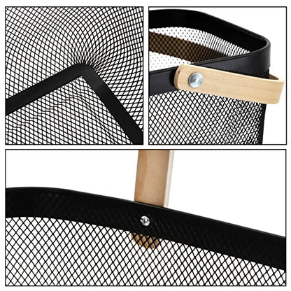 ZEAYEA Mesh Storage Basket with Handle, Garden Harvest Basket, Mesh Fruit Vegetables Gathering Basket Bin, Multi-functional Metal Wire Basket for Kitchen Garden Picnic Cabinet