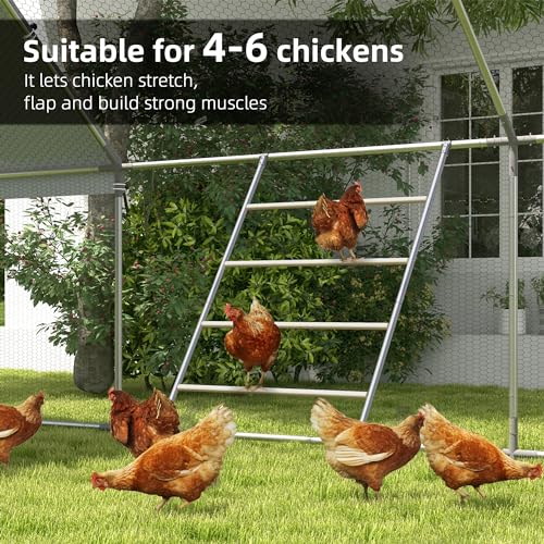 PawHut Chicken Perch for Coop, Wooden and Galvanized Steel Jungle Gym Roosting Bar Ladder for Backyard Poultry, 55" x 33.75"