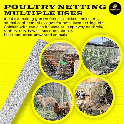 Chicken Wire 36 in x 200 FT x 2” Mesh x 20GA | Poultry Wire Netting | Hot Dipped Galvanized | Chicken Coop, Rabbit Cage, Fence Barrier (36 x 200 x 2) - style: 36 in x 200 FT x 2 in