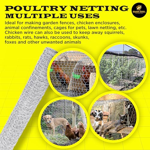 Chicken Wire 48 in x 200 FT x 2” Mesh x 20GA | Poultry Wire Netting | Hot Dipped Galvanized | Chicken Coop, Rabbit Cage, Fence Barrier (48 x 200 x 2) - style: 48 in x 200 FT x 2 in