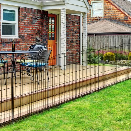 INJOPEXI Decorative Garden Fence 12 Panels 26ft (L)×36in (H) Garden Fences with 12 Panels Rustproof Wire No Dig Rabbit Animal Barrier Fencing Rabbit Dog Fence for Yard Patio Outdoor - Without Gate - size: 12 Panels 26ft(L)-36"(H) - Without Gate