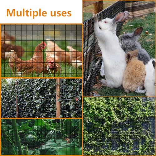 Gardeal Black 19 Gauge 1/2 Inch Hardware Cloth - Vinyl Coated Welded Wire Mesh Roll - Duty Rust Proof Fencing for Gardens, Poultry Animal Netting Cage Screen (Black 1/2 48inx100Ft) - size: Black 1/2 48inx100Ft