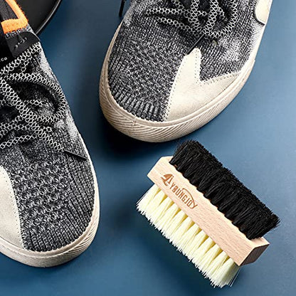 YoungJoy Dual Sided Sneaker Shoe Cleaner Brush Set Shoes Clean Brush Kit Horsehair Boar and Plastic Bristles with Microfiber Cloth (C) - style: C