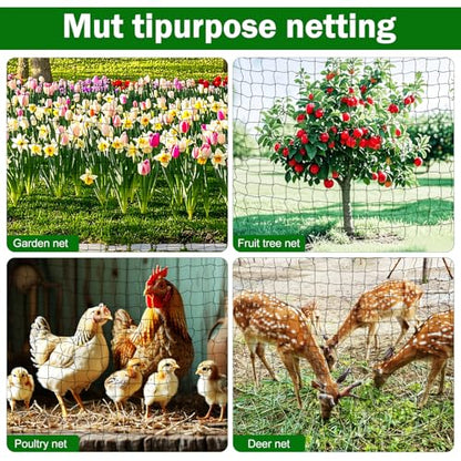 Bird Netting for Chicken Coop 25 X 50 Ft 1" Square Mesh Heavy Duty Chicken Run Netting Roof Cover Against Hawks, Eagles, Owls, UV Resistant, for Garden, Fruit Tree, Plant, Vegetable Protection - size: 1 inch mesh - 25 x 50 ft