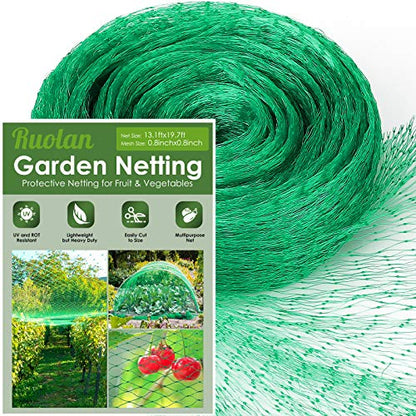 Ruolan Bird Netting for Garden Protect Vegetable Plants and Fruit Trees13X20Ft,Plastic Trellis Netting for Birds, Deer,Squirrels and Other Animals - size: 13X20