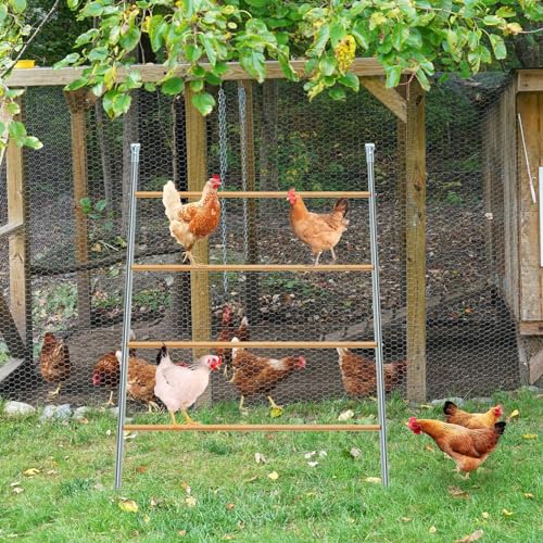 Wenqik Large Chicken Perch Chicken Roosting Bars for Coop Easy Installation Ladder for Backyard Poultry Galvanized Wood Entertaining Roost Toys for Hen Coop Accessories(55'' L x 41'' W)