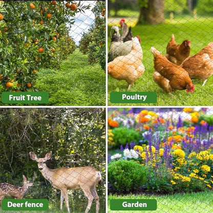 Unves 50 x 50 Ft Bird Netting, 2.4" Square Mesh Bird Net for Chicken Coop, Nylon Heavy Duty Poultry Netting Garden Protection for Chicken Run, Protect Plants Fruit Trees from Deer and Animals - size: 50' x 50'