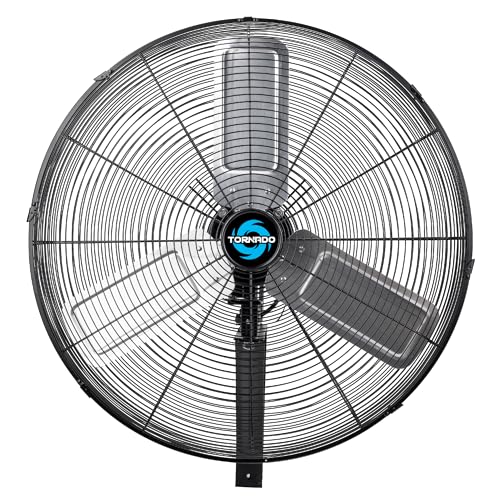 Tornado 24 Inch Pro Series High Velocity Oscillating Wall Mount Fan For Commercial, Industrial Use 3 Speed 7200 CFM 6.6 FT Cord UL Safety Listed - size: 24 inch, style: Indoor