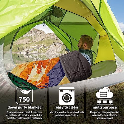 Outdoor Puffy Camping Blanket, Lightweight Down Alternative Puffy Printed Camping Large Ultra Warm Hammock Top Quilt Waterproof Blanket for Traveling Picnic Beach Party Cold Weather (Peak) - color: Peak