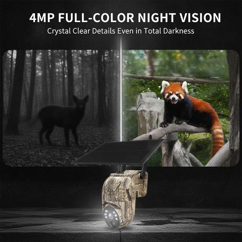 4G LTE Cellular Trail Camera with Built-in SIM Card, Solar Powered Game Camera, 4MP Ultra HD 360° Live Streaming, Motion Activated Trail Cam with IR & White LED Night Vision, IP66 Waterproof (1pc) - color: 1pc