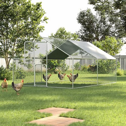 Large Chicken Coop for 20 Chickens,Walk-in Chicken Run for Yard with Cover,Chicken Pens Outdoor Metal Portable Chicken Tractor Cage Enclosure Crate Outside for Small Animals Bird Duck Rabbit Hen - size: 144.0"L x 120.0"W x 72.0"H