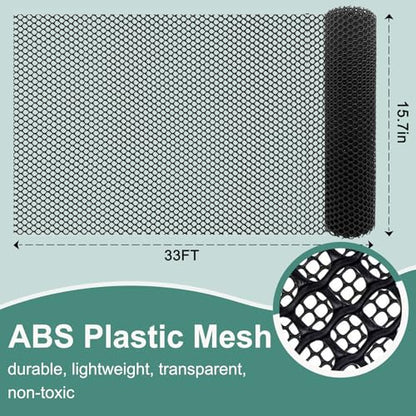 Chicken Plastic Wire Fencing Mesh - Heavy-Duty Plastic Chicken Black Wire Fence Mesh for Gardening, Barrier Netting, Poultry Dogs Rabbit Fencing (Black, 15.7IN x 33FT) - size: 15.7IN x 33FT