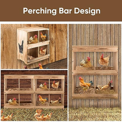 Nesting Boxes for Chickens - Wooden Chicken Nesting Box for Poultry Heavy Duty 4 Compartments Laying Eggs Nest Box Wall Mount for Chickens, Hens, Ducks