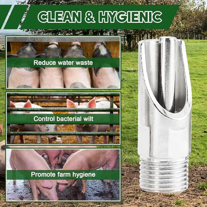 MAOPINER 20PCS Stainless Steel Pig Nipple Waterer, Automatic Pig Drinking Nipples, 1/2" NPT Water Valve for Piglets, Small Animals & Farm Livestock, Durable Farm Water Dispenser (20)
