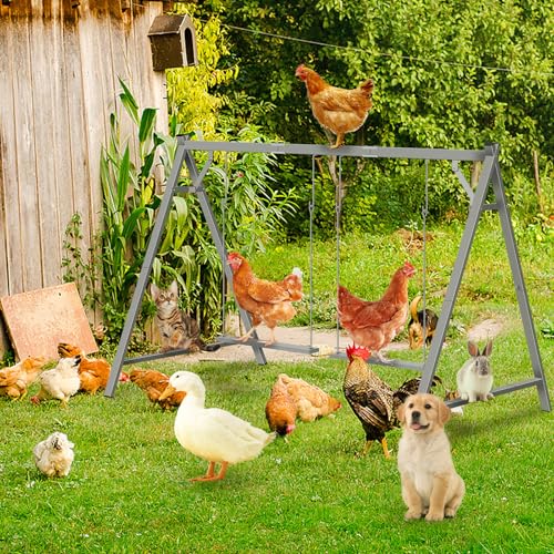 Chicken Perches with Swing, Chicken Roosting Bars for Coop Accessories, Activity Play Toys for Pet's Health & Happy